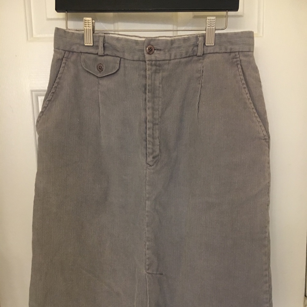 Vintage Gray Corduroy Midi Skirt